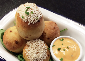 Score with cheese burger dough balls