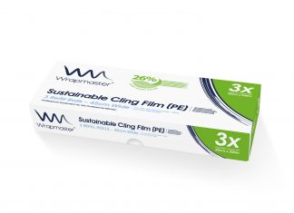 Wrapmaster helps chefs go greener with 26% plant-based sustainable cling film (PE) Wrapmaster go greener with 26% plant-based sustainable cling film (PE)