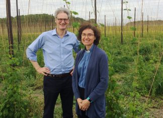 Traditional blessing for Hogs Back Brewery hop garden hogs brewery hop garden