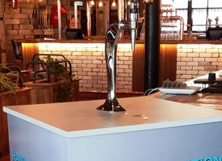 Hand sanitiser where it’s needed with high capacity portable unit from Brewfitt